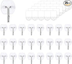 25 Small Wall Hooks for Hanging, with 30 Removable Strips, Clear Hanger Hooks, Damage-Free Utility Hooks with Adhesive Strips, Wire Toggle Wall Hook for Key, Hat, Decor, Door, Clear, Value Pack