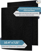 2-Pack Activated Carbon Charcoal Microwave Hood Filters - Pre-Cut 10" x 7.21" Microwave Hood Filters - Compatible w/Whirlpool WML55011 & KitchenAid Low‑Profile Models, Made in USA