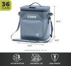 CORE Magnetic Leak Proof Soft Cooler with Waterproof Zipper | Insulated Bag Portable Ice Chest Box | Best Soft Cooler for Food & Beverages for Tailgating, Car Camping, Travel, and Family Beach Picnics