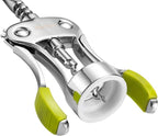 Beneno Wine Opener, Zinc Alloy Premium Wing Corkscrew with Multifunctional Bottles Opener, Sharp Wine Corkscrew with Ergonomic Non-Slip Wing Handle, Upgrade Green