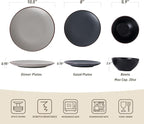 Famiware Venus Plates and Bowls Sets, 12 Pieces Stoneware Speckled Dinnerware Sets, Dishes Set for 4, Microwave and Dishwasher Safe, Matte Multi-color