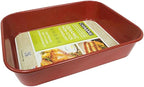 casaWare Ceramic Coated NonStick Lasagna/Roaster Pan 13 x 10 x 3-Inch (Red Granite)