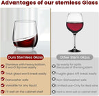 12 Ounce Stemless Wine Glasses/Whiskey Glasses/Beverage Glasses, Set of 4 Great For Drinking Wine, Whiskey or Juice, Versatile Glass Cups/Glassware Sets/Glass Tumblers