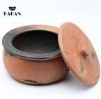 Hakan Efes Clay Cooking Pot with Lid, MIDI 2.9 Quarts Clay Pots for Cooking, Earthenware Rice Pots, UNGLAZED Traditional Casserole for STOVE Top, Portuguese Terracotta Roaster, 94.7 oz (2.8 L)