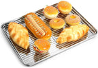 Baking Sheet with Rack Set, Yododo Set of 4 (2 Sheets + 2 Racks), Stainless Steel Cookie Sheet Baking Pan Tray with Cooling Rack, Non Toxic & Heavy Duty & Easy Clean - Size of 17½ inch
