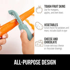 GORILLA GRIP Patented BPA-Free Sharp Stainless Steel Swivel Vegetable Peeler, Comfortable Handle Potato Peelers, Smooth Peeling, Peel Carrots Apple, Includes Blade Cover, Kitchen Tool, Mint