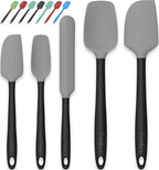 Coukre Silicone Spatula Set of 5,High Temperature Resistant, Food Grade Silicone, Dishwasher Safe, for Baking, Cooking (Gray)