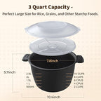 Professional 3 Piece Set Micro Cookware, Microwave Veggie Steamer, Microwave Rice Cooker as Steamer, Mix, Server and Storage Food Bowl BPA Free, Dishwasher Safe, Nestable Storage, Size-1QT, 2QT, 3QT