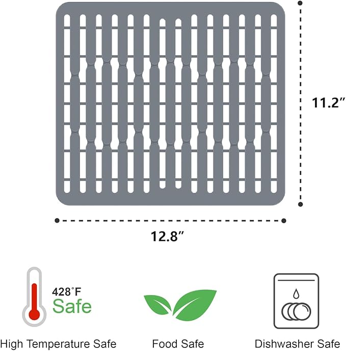 iSPECLE Dish Drying Rack with Sink Mat - Expandable Capacity in Sink Dish Rack for Kitchen RV Apartment, Large, Black