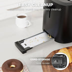 Compact Toaster 2 Slice with 1.5" Extra Wide Slots, Built-in Warming Rack & Removable Crumb Tray, 6 Browning Options, with Defrost/Bagel/Cancel Function - Matte Black