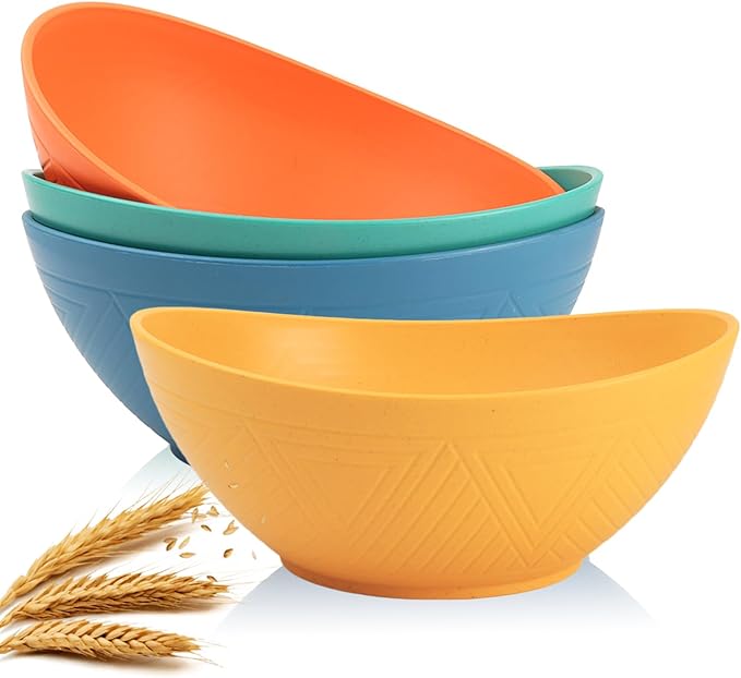 Homienly 9.6 inch Serving Bowls, Large Serving Dishes for Wedding Parties, 60 Oz for Salad, Side Dishes, Pasta, Oval Shape, Microwave & Dishwasher Safe, Set of 4, Multi Color