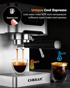 CHULUX Touchscreen Espresso Machine with Steam Wand, 20 Bar Cold Brew Espresso Coffee Maker with 50oz Water Tank for Cappucino, Latte, Americano
