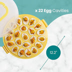 Classy Deviled Egg Carrier with Lid & Handles - Portable Egg Tray Platter for Holidays & Parties - Dishwasher-Friendly - Yellow