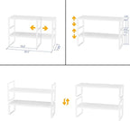 Expandable,Stackable Spice Rack,Seasoning Organizer and Storage,Spices Jar Racks for Cabinet,Countertop, Metal Pantry, Cupboard,Laundry Storages,Heavy Duty(1 Pack/Medium/White)