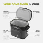 CORE Magnetic Leak Proof Soft Cooler with Waterproof Zipper | Insulated Bag Portable Ice Chest Box | Best Soft Cooler for Food & Beverages for Tailgating, Car Camping, Travel, and Family Beach Picnics