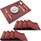 PIGCHCY Placemats Set of 8 Washable Durable Placemat Vinyl Heat Resistant Non-Slip Table Mats Indoor Outdoor (Scarlet Red)