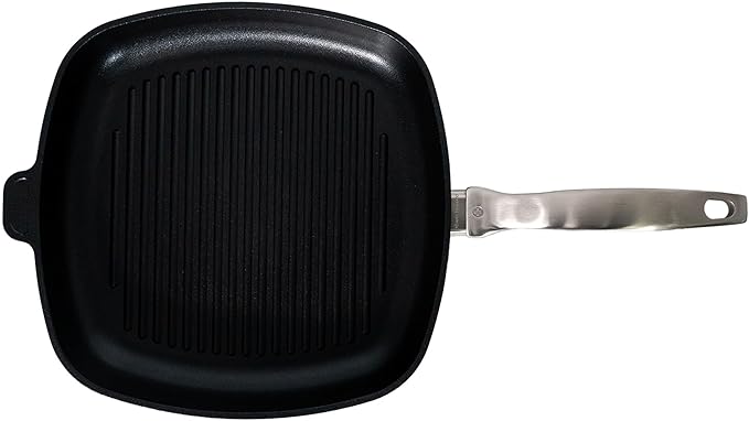 Swiss Diamond Nonstick Hybrid Ceramic and Diamond-Infused Square Grill Pan PFAS- and PFOA-free, Dishwasher & Oven Safe Up To 500 °F, 11 x 11-Inches