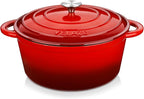 Velaze 7.5 QT Dutch Oven Pot with Lid, Enameled Cast Iron Dutch Oven with Dual Handles for Sourdough Bread Baking, Cooking, Non-stick Enamel Coated Cookware (RED)
