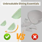 Wheat Straw Dishes Set for 4, Dinnerware Sets 16 piece, Unbreakable Plates, Bowls, Cups Sets for Kitchen Parties Camping RV - Green