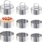 Uncle Jack 9 Pieces Round Cake Ring Molds, Stainless Steel Cake Ring Mold with Pusher, for Kitchen Tools, Baking Pastry (Include 9 Rings and 3 Pushers)