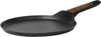 Oster Platinum Oxburg 11 Inch Frying Pan/Comal/Flat Pancake Pan Forged Aluminum PFA Free Non-toxic Premium Ceramic Non Stick Interior Skillet, Kitchen Egg Pan, Omelet Pan - Black w/Wood Handles