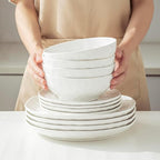 Soup Bowls, 7 Inch Oatmeal Bowls, Kitchen Bowl Set, Microwave and Dishwasher Safe, Scratch Resistant, Set of 2