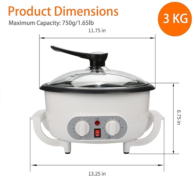 WINB Coffee Roaster Machine for Home Use, 110V Household Electric Coffee Bean Roaster with Timer Roasting Machine Peanut Bean Home Coffee Roaster