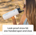 ThermoFlask Kids Bottle with Straw Lid - Durable & Dishwasher-Safe Water Bottles & Lids - Leak-Proof Bottle Lid Design - Reusable Water Bottles for Everyday Use - 16 oz, Blueberry/Wolf Grey (2 Pack)