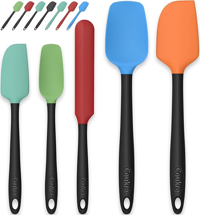 Coukre Silicone Spatula Set of 5,High Temperature Resistant, Food Grade Silicone, Dishwasher Safe, for Baking cooking (Colorful)