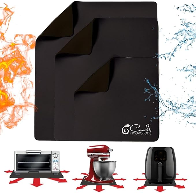 3 Pack Heat Resistant Mats for Countertop – Heat Pad Protector & Appliance Sliders for Kitchen – Cut to fit, Compatible with Ninja, Cuisinart, KitchenAid, Keurig & More