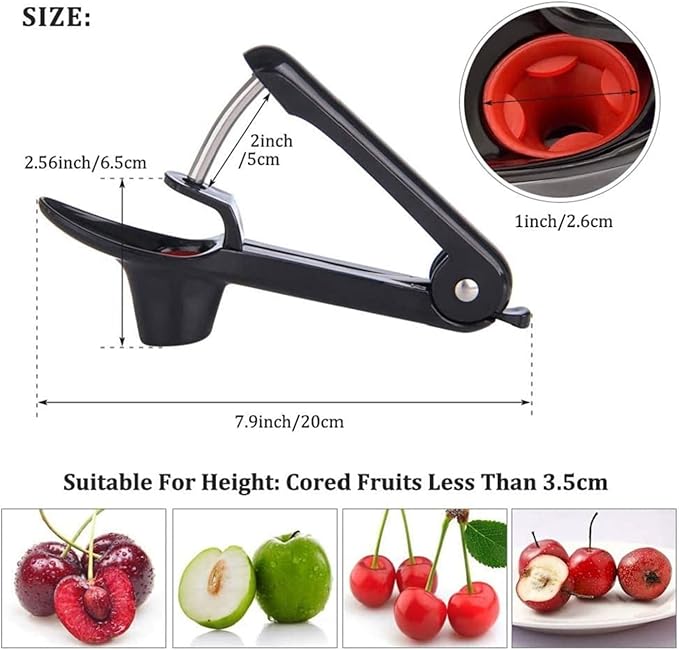 2pcs Cherry Pitter Tool, Cherry Pit Remover Tool, Multi-Function Fruit Corer and Remover, Cherry Corer Pitter Tool for Jam (Black)