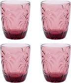 M&N HOME Colored Whiskey Glasses, Set of 4 Colorful Drinking Glasses, 9 Oz Coconut Cups, Glass Tumblers, Glass Cups for Water and Juice, Tiki Cups, Tropical Themed Glassware Set - PURPLE SET