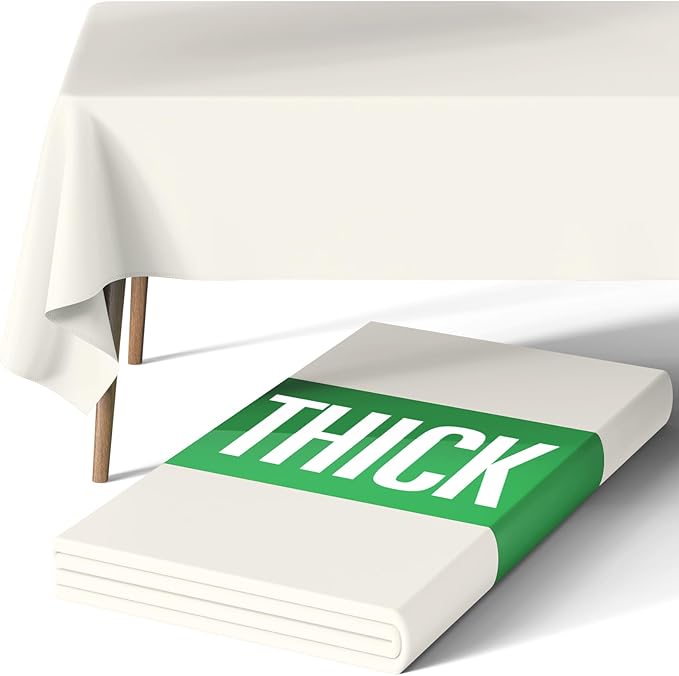 Pureegg Rectangle Table Cloth 60" x 84" – Durable Polyester Tablecloth Offers Reusable & Washable Protection, Ideal for Outdoor Party, Picnic, Wedding, Banquet and Birthday, Ivory