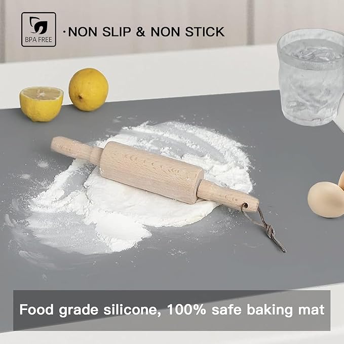 Silicone Mats for Kitchen Counter, 47.3"x23.6"x0.08" Largest Heat Resistant Mat Kitchen Island Waterproof 2MM Thick Countertop Protector Mat Nons-slip Extra Large Counter Mat (Lake Blue)