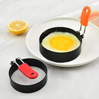 4PCS 3.5" Stainless Steel Egg Ring, Non Stick Omelet Mold with Brush Professional Pancake Mold Ring with Silicone Handle Egg Muffin for Breakfast, Mini Pancakes, and Fried Eggs.