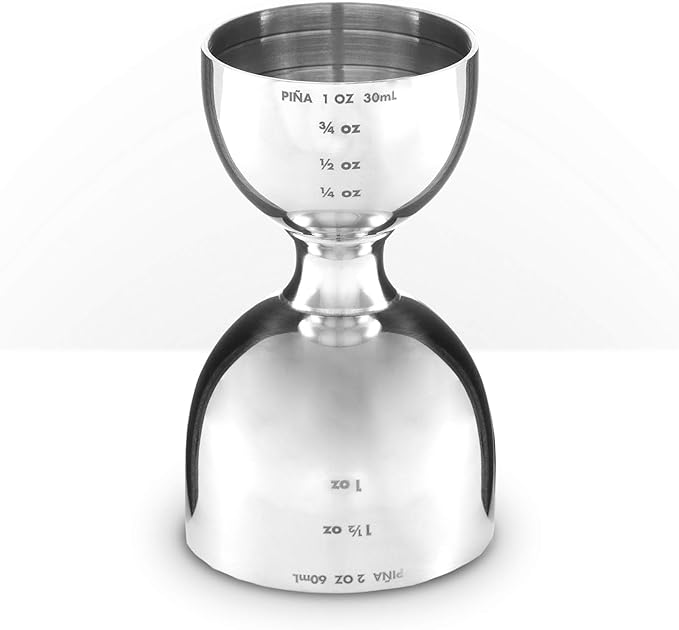 Piña Barware Stainless Steel Commercial 2oz. / 1oz. Bell Style Measuring Jigger Bar Tool - Mirror Polished Finish, One Jigger