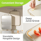 Titanium Cutting Board, Double Sided Cutting Board for Kitchen with Food Grade Pure Titanium and Wheat Straw PP, Easy to Clean, Stand-Up Design