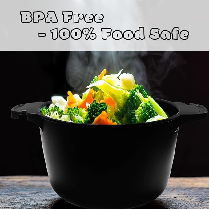 Professional Large Micro Cooker for Microwave 2 Quart | Food Steamer Pot for Vegetable, Melting Butter | BPA Free, Dishwasher Safe Cookware