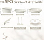 8PCS Ceramic Cookware,Nonstick Ceramic Pan, Removable Handle Pots and Pans Set, Stackable Pan Set, Nonstick Pots and Pans Set Non Stick pot for Home,RV