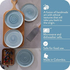 Corona Ceramic SALAD PLATES Set of 4 | Congo 8.4 inch Dish Set | Microwave Oven Dishwasher Safe | Scratch Resistant Modern Rustic Dinnerware |Ethnic desing | platos ensalada