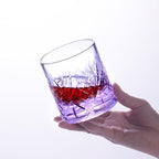 KAMMAK Crystal Whiskey Glasses Set, 8.12 oz (240 ml) Purple Old Fashioned Tumbler, Hand Blown Thick Base Colored Glass with Delicate Rim & Seamless Design for Scotch, Bourbon, Cocktails