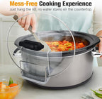 SOPHICO Slow Cooker Lid Holder for Cooking, Hand Free Pot Lid Organizer, Stainless Steel Rack with Silicone Sink, Fits Most Slow Cookers, Keeps Countertop No Mess (Grey, 2 Pack)