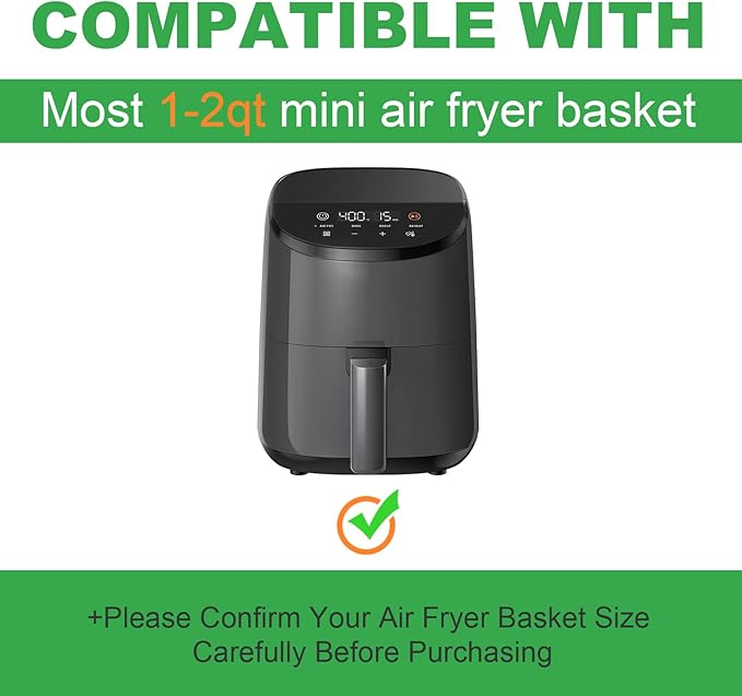 Small Air Fryer Liners Disposable Compatible with COSORI Air Fryer 2.1 Qt, 175 PCS Unbleached Parchment Paper 1-2 qt Small Air Fryer Liners Disposable for COSORI Accessories Non-Stick Baking Paper