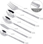 Flatware Serving Set Silverware Set Stainless Steel Cutlery Set Bamboo Pattern Mirror Finished 65 Pieces Party Event Use Wedding Housewarming Gift Service for 12