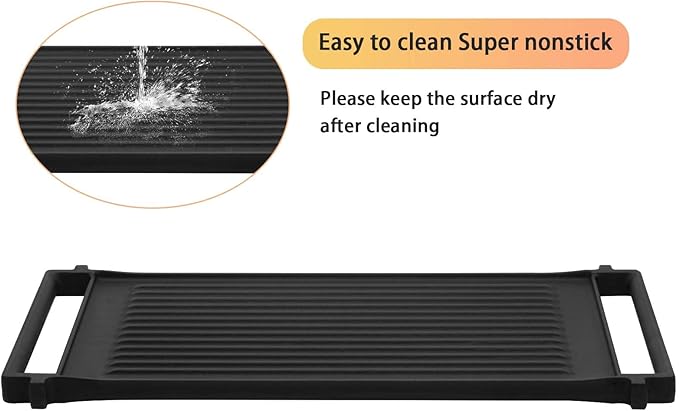 WB31X24998 WB31X24738 JXGRILL1 Griddle Replacement for GE Stove - 19.6" x 10.3" Reversible Cast Iron Center Griddle Plate, Gas Range Cooktop Parts, Fits GE JGBS66REKSS, JGB735SPSS & More