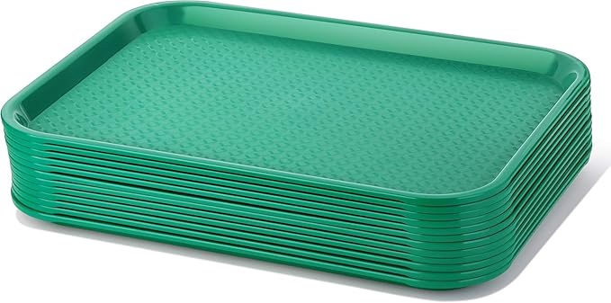 New Star Foodservice Fast Food Tray, Set of 12 (Green, 10 by 14 Inch)