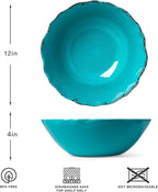 LEHAHA Vintage Melamine Salad Bowls Set, 2 pieces 130 OZ Large Pasta Bowls and Mixing Bowls, 12 inches Chip resistant Large Serving Bowls for Entertaining, Dishwasher Safe, Teal…