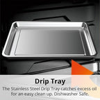 Aria 30 Qt Air Fryer Oven, Stainless Steel Air Fryer with Basket, Grill Racks, Crumb & Drip Tray, Easy Clean Large Countertop Convection Oven, XL Touchscreen Display & Cooking Presets, Black