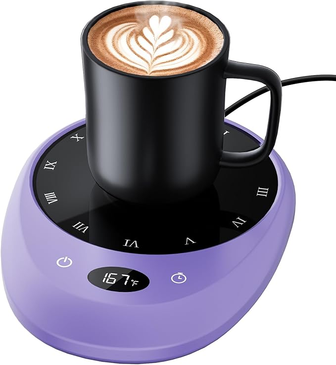 MEION Coffee Mug Warmer for Desk, Coffee Cup Warmer, 4 Temp Settings & 1-12H Timer, Coffee Warmer with Auto Shut Off Smart Gravity Sensor, Beverage & Candle Warmer Coffee Gifts Accessories (Lavender)