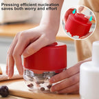 Cherry Pitter Tool,7 Hole Push Button Quick Release Cherry Pitter Multifunctional Fruit Pit Remover with Splatter Protector for Kitchen, Cake Shop, Fruit Salad(COLOR:Red)